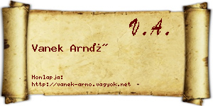 Vanek Arnó névjegykártya